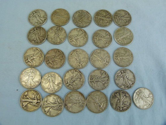 26 US Walking Liberty Half Dollars, 1940's