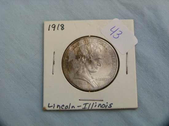 1918 Lincoln/Illinois Comm. Half Dollar, AU