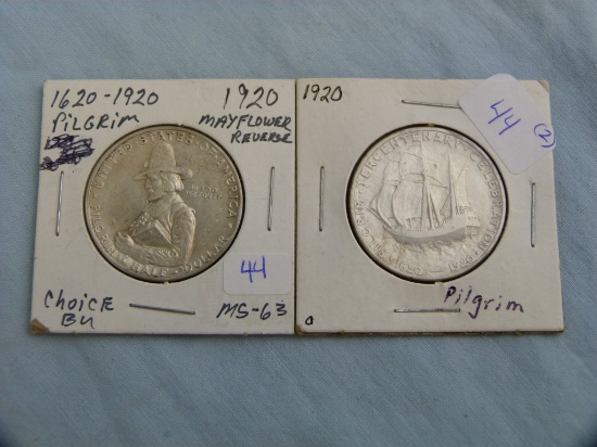 (2) 1920 Pilgram US Comm. Half Dollars, XF & MS60