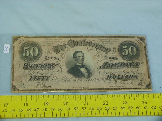 Confederate Currency, $50, Feb. 17, 1864, T-66, CR-495