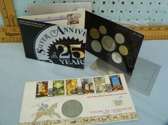 New Zealand coin set & Guernsey 2 Pound coin