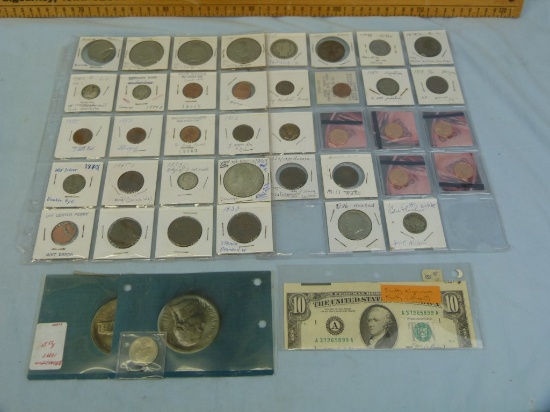 40 Items: error/damaged/altered coins & $10 FRN