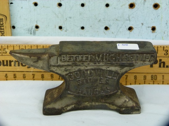 Goodwill Stoves & Ranges advertising paperweight, metal anvil