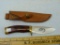 Buck USA Custom knife, elk cutout in blade, wood handle