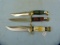 3 hunting knives: Unmarked hunting knife & 2 Chipaway