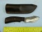 Custom hunting knife, stamped DH, wood handle
