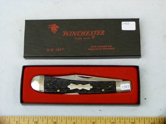 Winchester USA 1927 '88 knife, NIB, jig bone handle