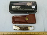 Buck USA Damascus/Stag folding hunter knife, 110DM