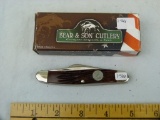 Bear & Son USA CS 3-blade knife, red stag bone, NIB