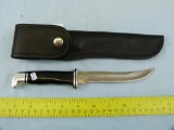 Buck USA 121 hunting knife w/leather sheath, used