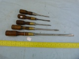 5 Winchester USA wood handled screwdrivers