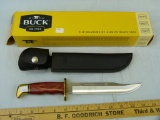 Buck USA 120 knife, wood handle, NIB w/leather sheath