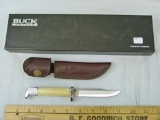 Buck USA 1024 knife, smooth bone handle, NIB w/leather sheath