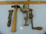 3 Winchester items: meat grinder, hammer, & wrench