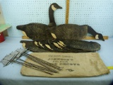 12 Johnson's folding goose decoys, large, in canvas bag