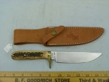 Colt CT347 knife, new w/leather sheath, stag handle