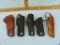 5 Unmarked leather holsters, various conditions, 5x$