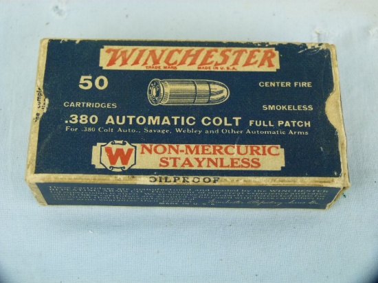 Ammo: box/51 Winchester .380 Automatic Colt Full Patch