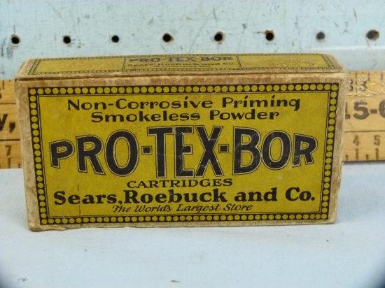 Ammo: box/50 Sears Roebuck Co. Pro-Tex-Bor .22 Savage