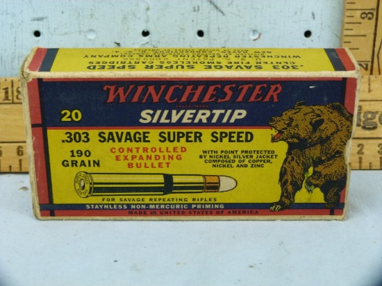 Ammo: box/20 Winchester Silvertip .303 Savage Super Speed