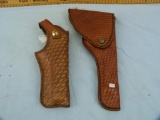 2 Leather basketweave holsters, both unmarked, 2x$