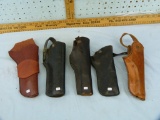 5 Unmarked leather holsters, various conditions, 5x$