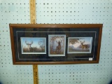 Larry Zach signed on glass - 3 miniature prints in frame