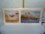 2 Signed prints, mallards & pheasants,  2x$