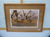 James Killen signed print, flying quail