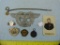 7 German items: photograph, pins, medallions