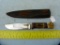 Marble's USA canoe knife w/leather sheath, stag handle