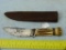 Marble's USA knife w/leather sheath, woodcraft/stag handle