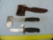 Jean Case knife & hatchet set in leather sheath