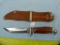 Estwing, Finland, knife w/leather sheath, leather wrapped handle