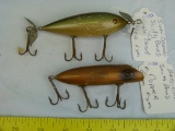 2 South Bend fishing lures w/glass eyes, 2x$