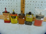 5 Oil tins: Outers, Browning, JC Higgins, Hoppes, & Shell