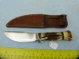 Marble's USA knife w/leather sheath, stag handle