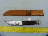 Case knife w/leather sheath, leather wrapped handle