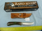 Rapid River USA knife w/leather sheath & box