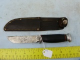 Marble's USA knife w/leather sheath, leather wrapped handle