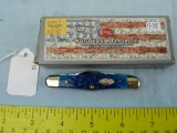 Case XX USA 6208 half whittler knife w/box, blue jig bone