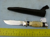 Marble's USA Sport knife w/leather sheath, bone handle
