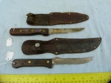 2 Herter's Inc knives w/leather sheaths, 2x$