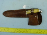 Western USA knife & hatchet 2-blade set in leather sheath