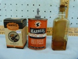 3 Marble's items: gun oil tin, cleaning patches, & Nitro Solvent