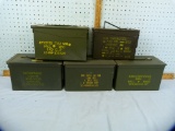 5 Metal ammo cans, (4) medium, (1) small, 5x$
