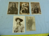 5 Sepia postcards - most are 4-1/4