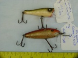 2 Creek Chub wood fishing lures: Plunker & Wiggler, 2x$