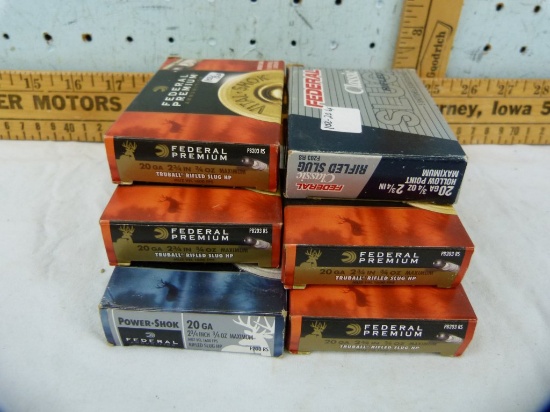 Ammo: 6 boxes/5 Federal 20 ga, 2-3/4" slugs, 6x$