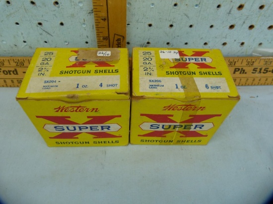 Ammo: 2 boxes/25, 20 ga, paper, Super X, 2-3/4" 4 & 6 shot, 2x$